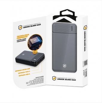 CARREGADOR PORTÁTIL ARMOR - 10.000MAH E 20.000MAH - POWER BANK - GSHIELD